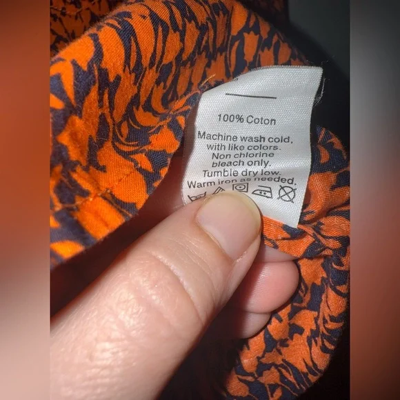 J. Crew Vibrant Orange and Navy Tulip Pattern Women's Button Down Shirt Size XS - Picture 4 of 9